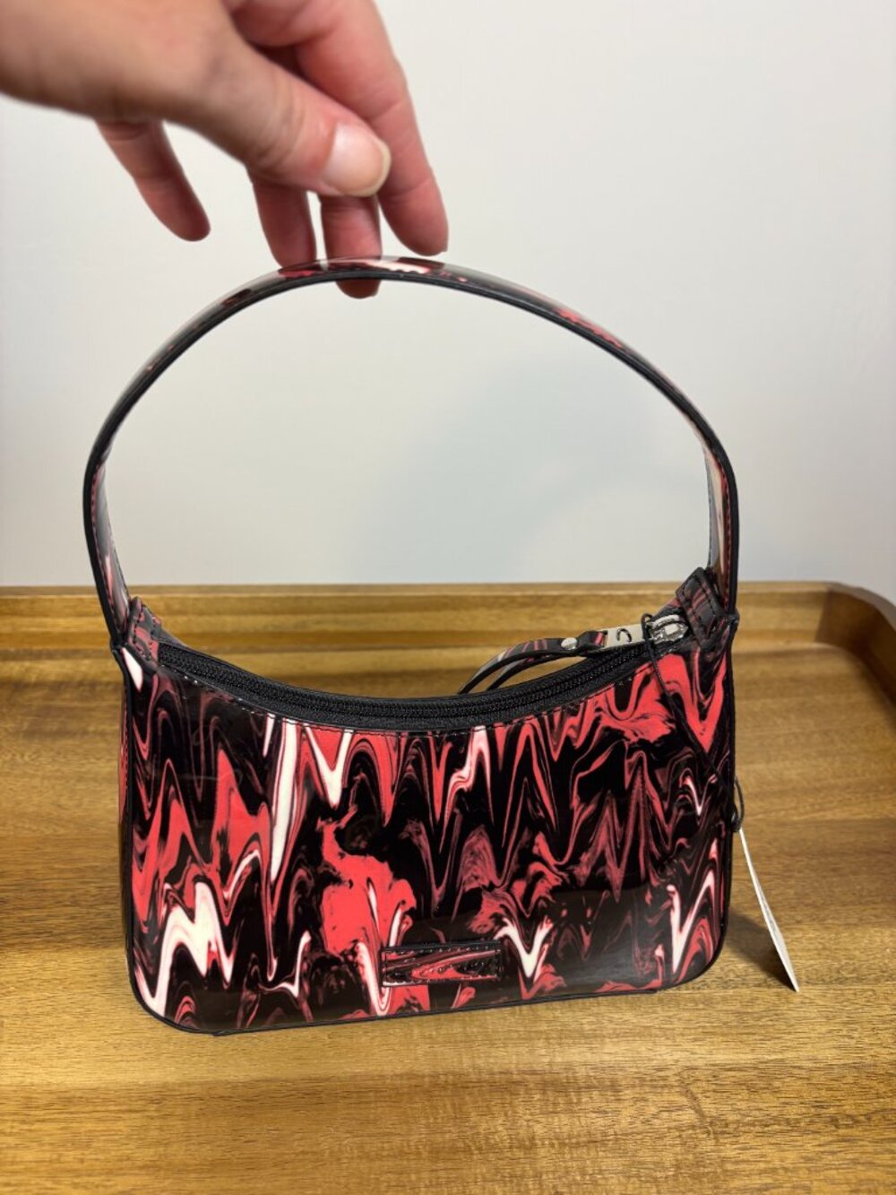 Circus by Sam Edelman Mini Malibu Glossy Pink Black Marbled Shoulder Bag New